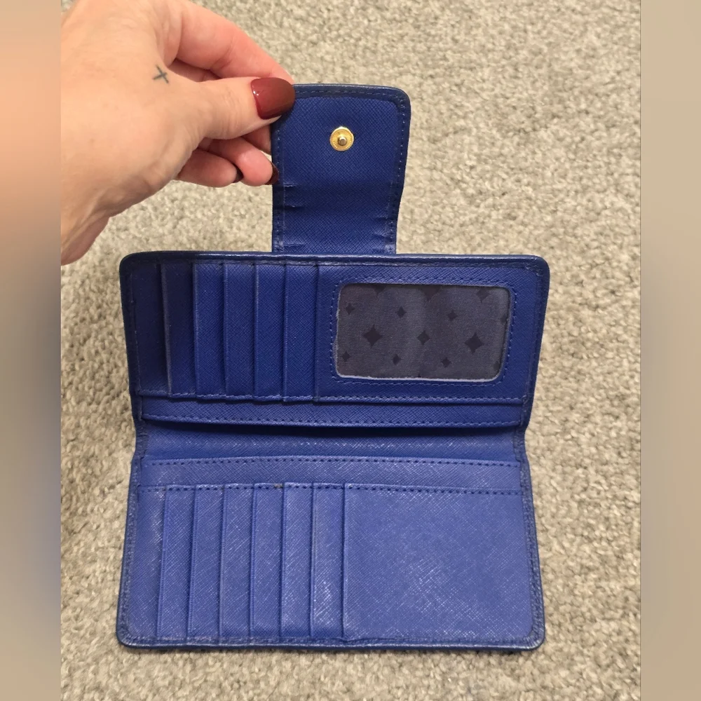 Fossil Leather Wallet Blue Lots Of Compartments Classic Chic Simple - Picture 6 of 12